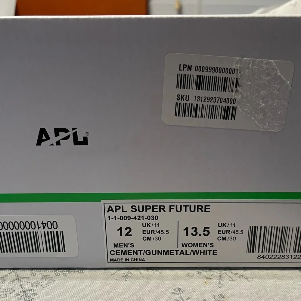 APL Superfuture High Top Sneakers Cement Gunmetal White Men 12 / Women 13.5 NIB